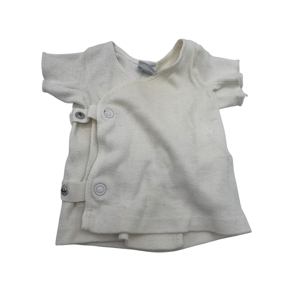 Penneys Size 0 Cream Side Snap Undershirt Kids Vintage Toddle Time Pima Pixie‎